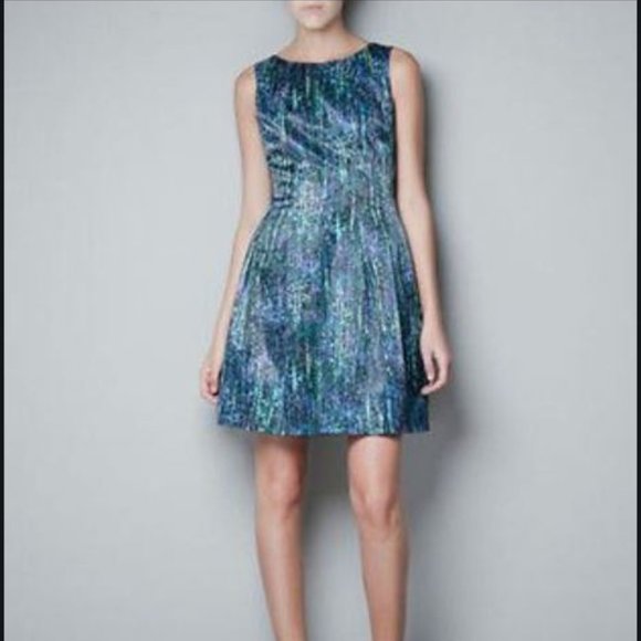 Zara sequin print evening dress - Picture 1 of 8